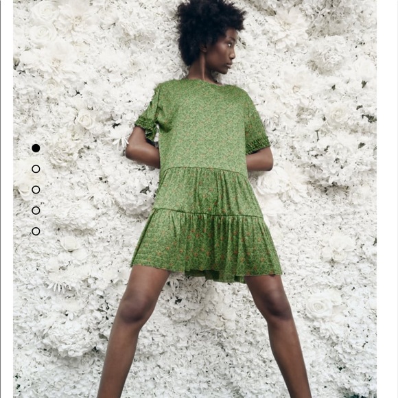 Zara Dresses & Skirts - NEW Zara Printed midi dress S womens green floral flare